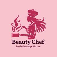 moderno mujer cocina cocinero logo ideal para comida negocios vector