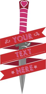 Dagger and ribbon for logo or slogan