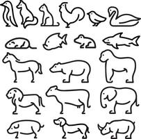 line Pak a schematic depiction of various animals vector