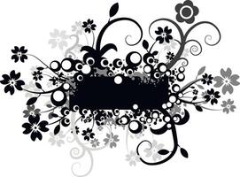 Black abstraction with flowers vector