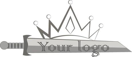 Sword and crown logo with text on the blade vector