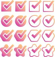 Collection of checkmark buttons in two variants vector