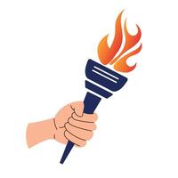 Hand with flaming torch. victory and hornor concept - vector illustration.