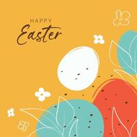 Easter background with colorful eggs with text Happy Easter vector