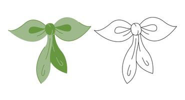 Hair bows. Colored, black and white doodle vector illustration.