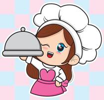 a kawaii cook vector