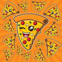 animated pizzas with background vector