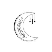 Crescent moon with plant vector