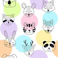 Seamless pattern with cute animals vector