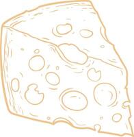 pedazo de queso dibujo garabatear comida diseño. vector