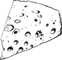 Piece of cheese drawing doodle food design. vector