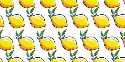 Vector lemon fruit with seamless  pattern background