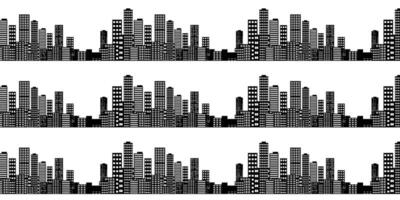 Vector skyscrapers silhouette with seamless pattern background