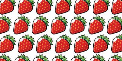 Vector strawberry fruit with seamless pattern background