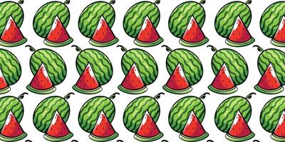 Vector watermelon fruit with seamless pattern background