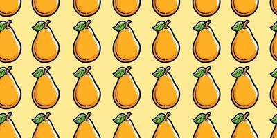 Vector pear fruit with seamless pattern background