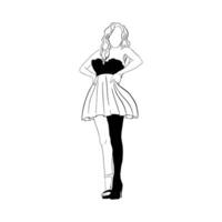 a girl in a black dress vector