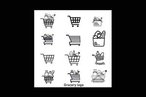 E-shop logo design vector template. Shopping cart and basket icon concept.