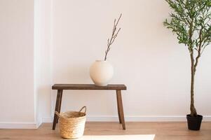 Serene Indoor Plant and Bench photo