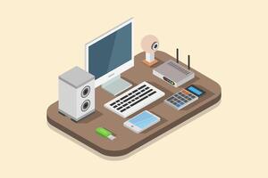 Illustrated isometric workplace vector