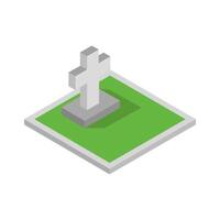 Isometric tombstone on a background vector