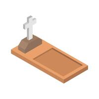 Isometric tombstone on a background vector