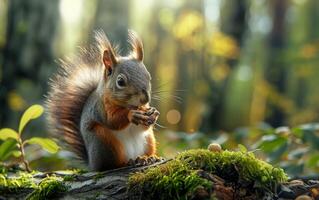 AI generated Serene Squirrel Snack Time photo