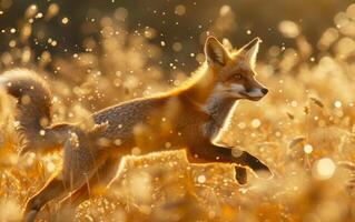 AI generated Golden Hour Fox in Wilderness photo