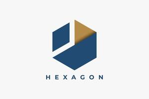 Hexagon logo. Abstract geometric Shape Origami Style  isolated on White Background. Usable for Business and Branding Logos. Flat Vector Logo Design Template Element.