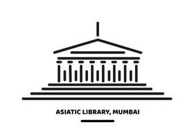 asiático biblioteca Mumbai vector línea ilustración icono.