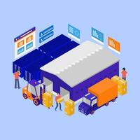 Isometric logistic warehouse vector