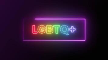 lgbtq néon placa bandeira fundo. orgulho conceito. gay orgulho lgbtq 4k vídeo animado. video