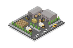 Isometric warehouse on white background vector