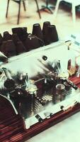 close-up of the coffee machines that are operating automatical video