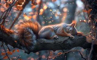 AI generated Serene Squirrel in Autumnal Bliss photo