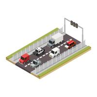 Road with isometric cars on a background vector