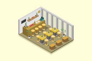 Illustrated isometric Japanese restaurant vector