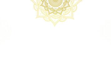 Ethereal Golden Lotus Mandala Pattern Looping Animation On Gilded Blank White Horizontal Video Background