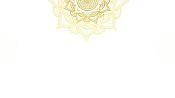 Ethereal Golden Lotus Mandala Pattern Looping Animation On Gilded Blank White Horizontal Video Background