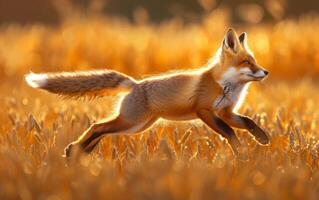 AI generated Golden Hour Fox in Motion photo