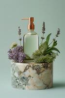 AI generated Natural Aromatherapy Soap Dispenser with Herbs photo