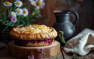 AI generated Rustic Homemade Berry Pie photo