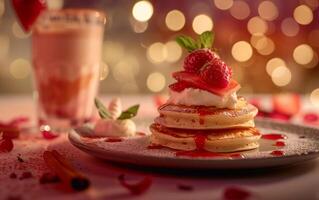 AI generated Strawberry Pancake Delight photo