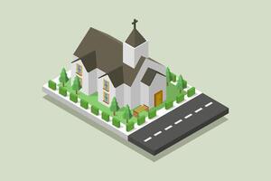 ilustrado isométrica Iglesia vector