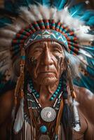 AI generated Elder Native American Chief Portrait photo