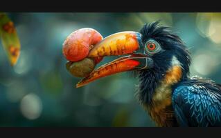 AI generated Exotic Bird with Vibrant Plumage photo