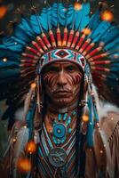 AI generated Native American in Traditional Regalia photo