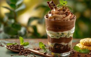 AI generated Decadent Layered Chocolate Dessert photo