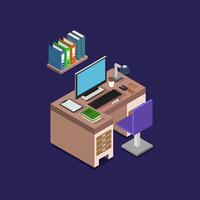 Illustrated Isometric Office Desk vector