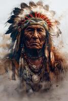 AI generated Native American Chief Portrait photo